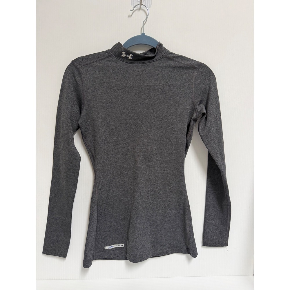 Under Armour Coldgear Mock Neck Long Sleeve Fitted Shirt Gray Heather Small
